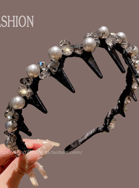 韩国轻奢发箍女水晶手工珍珠头箍个性设计感2025年新款发卡头饰品