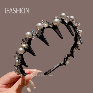 韩国轻奢发箍女水晶手工珍珠头箍个性设计感2025年新款发卡头饰品
