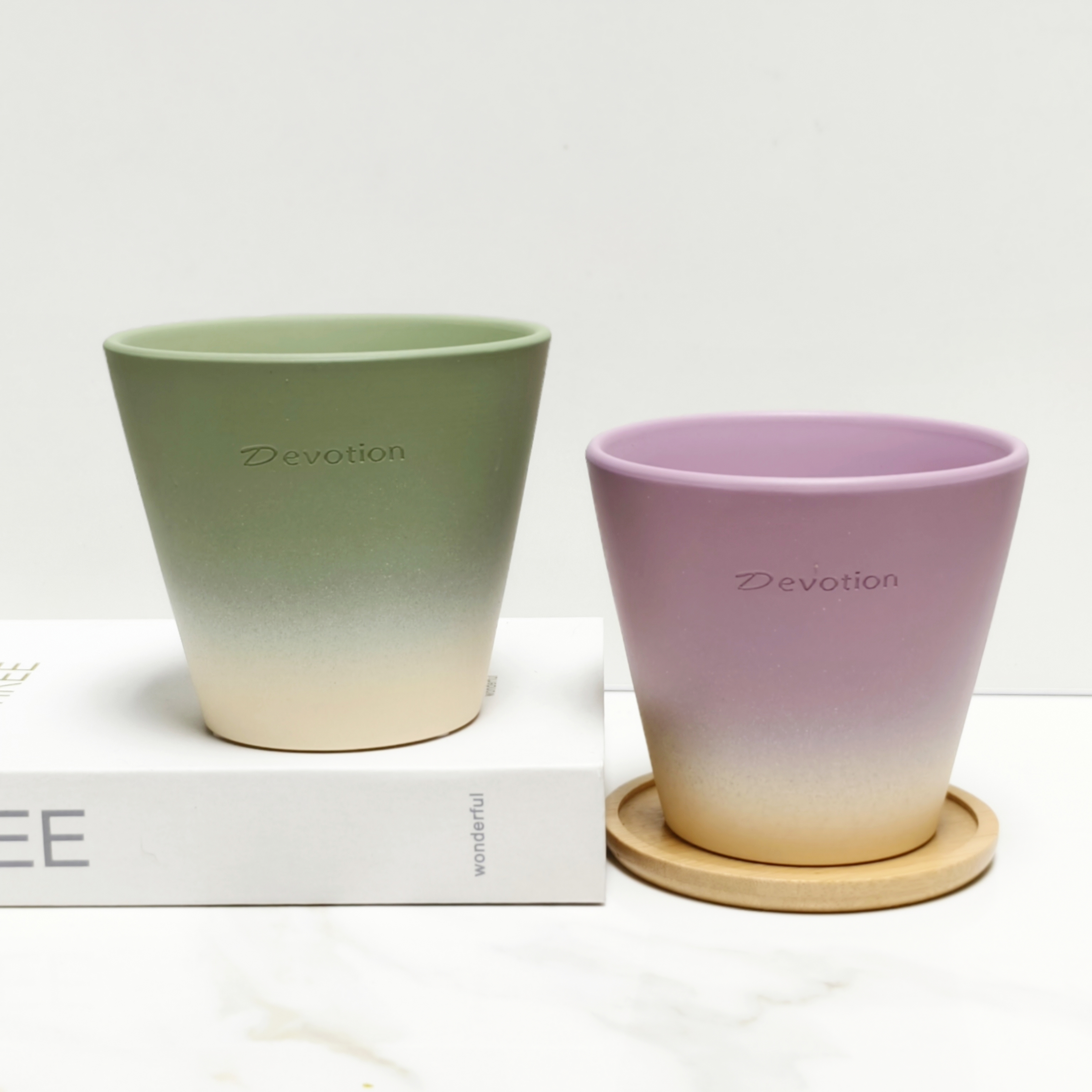 素烧渐变色蝴蝶兰花卉陶瓷花盆