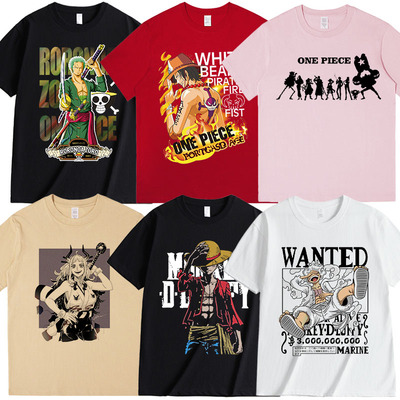 海贼王百搭t恤短袖衣服路飞索隆罗儿童装周边学生宽松男女大码棉