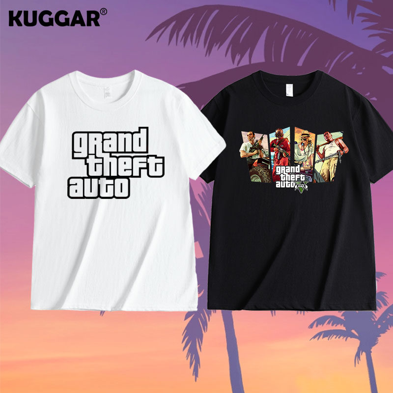 侠盗猎车手GTA5侠盗飞车5游戏周边短袖t恤同款衣服宽松大码男装棉