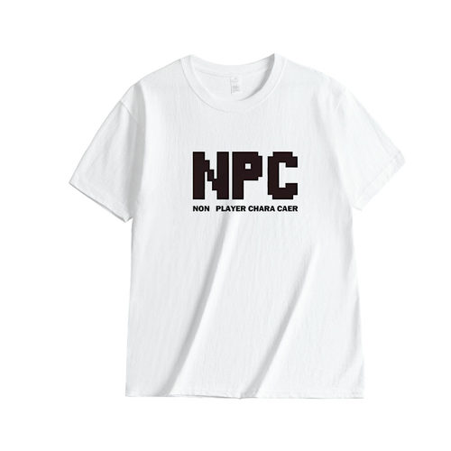 2026新款英文字短袖NPC非玩家夏季创意休闲纯棉t恤衣服宽松半袖男
