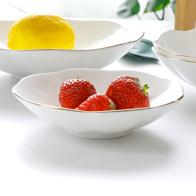 骨瓷网红盘子异形工厂价微波金边