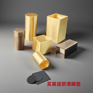 定制高档黄铜增高脚套四方圆形铜套脚桌椅增高家具茶几电视柜增高