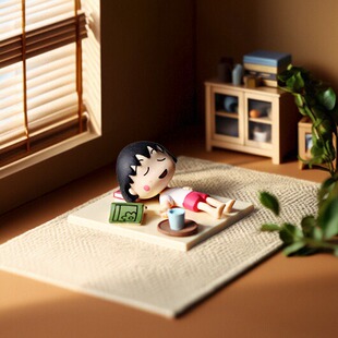 日本正版散货 樱桃小丸子睡觉中 小号公仔手办模型玩具摆件