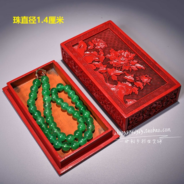 漆器盒装缅甸高冰祖母绿老翠玉圆珠项链满绿佛珠念珠手链翡翠颈饰