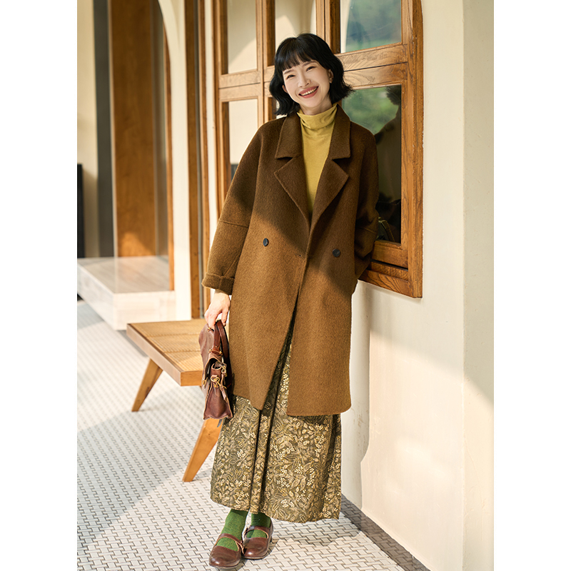 忘城羊毛混纺中长款文艺复古
