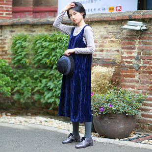 忘城8271座 2020文艺百搭藏青色金丝绒背心