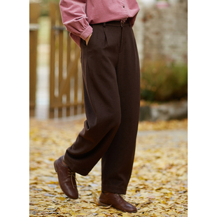 美拉德色系羊毛混纺复古哈伦裤 2023冬新品 女 阳光气息 忘城H671座