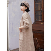 惊鸿一瞥 秋冬新款 26支全羊毛重工绞花中长款 忘城A760座 针织开衫