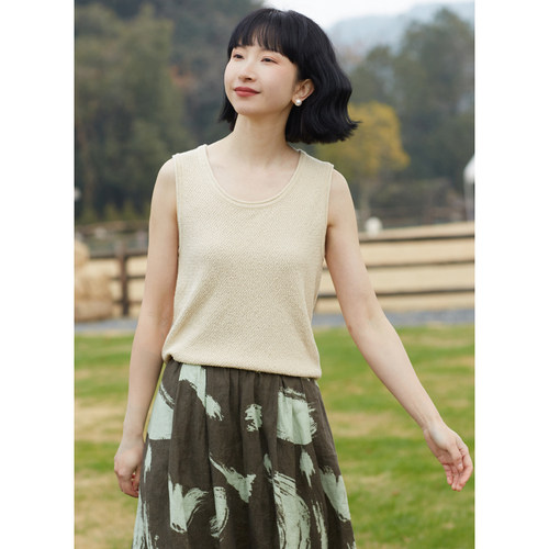 圆领设计忘城文艺复古背心