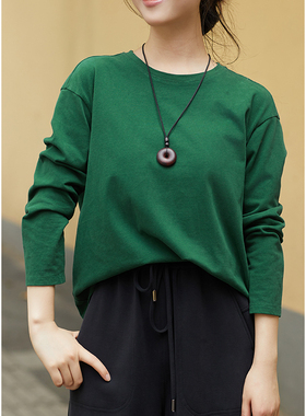 忘城A1016座/山野清旷/秋季新款100%纯棉柔软舒适百搭长袖T恤上衣