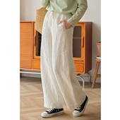 显瘦宽松长裤 忘城A1217座 白色汉麻直筒休闲裤 26春新款 垂感 末染