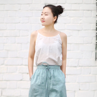 白色短款 忘城8447座 新款 2023夏季 桑蚕丝棉亲肤柔软吊带 悠长假日