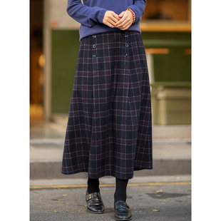 2022秋冬羊毛呢色织格纹松紧腰A摆半身裙 礼物 忘城S772座 甜蜜