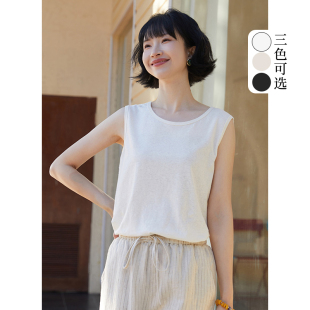 亚麻棉亲肤透气百搭背心吊带女内搭上衣 春季 忘城T480座 2025新款