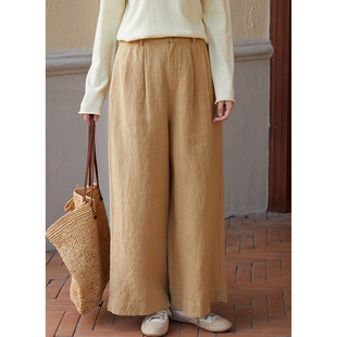 长垂感裤 忘城Y642座 重磅14支干洗亚麻文艺直筒裤 春季 共赴好时光