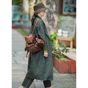 新款 2021秋季 32支羊毛色纱提花直筒外套女 秋影上翠微 忘城S368座