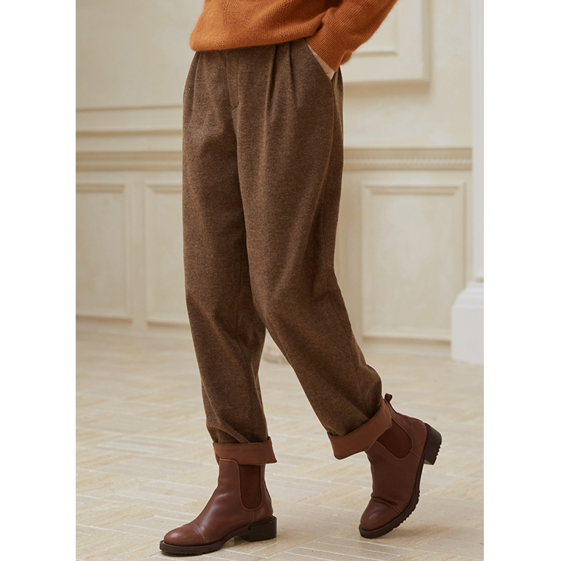 自然腰同情忘城长裤色织裤子