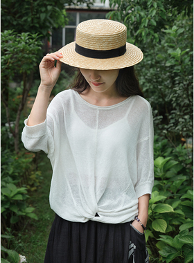 忘城A315座/夏日欢喜/2023夏季新款棉混纺设计感白色简约圆领T恤