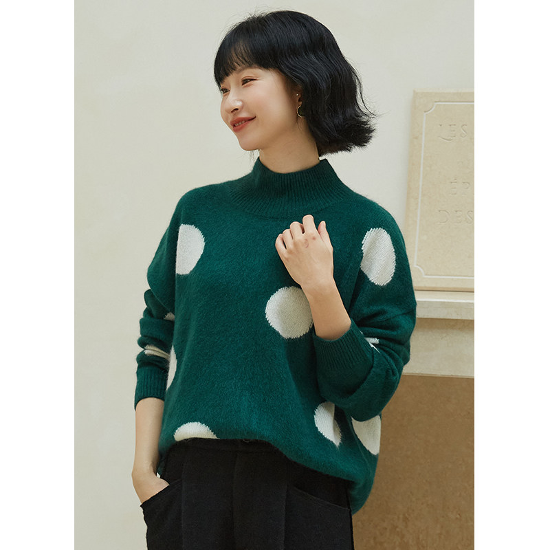 忘城A754座/感知幸福/秋冬高端牦牛绒绵羊毛绒感提花波点毛衣女,女装/女士精品,毛衣,淘宝优惠券,粉丝福利购,淘宝优惠卷