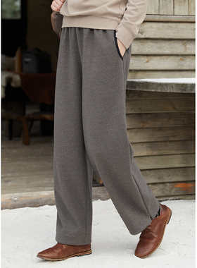 忘城A782座/烟火气/冬双层复合180G仿羊驼绒绵羊毛混纺加绒哈伦裤