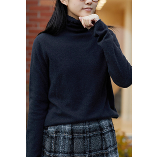 48支山羊绒混纺高领针织打底衫 冬新款 毛衣 雾凇凝蓝 忘城A1085座