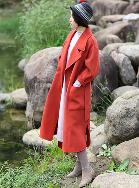 忘城C842座/孤芳自赏/秋冬羊毛双面呢中长款毛呢大衣外套女