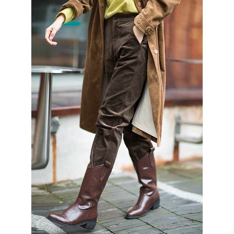 忘城通勤半松紧灯芯绒长裤