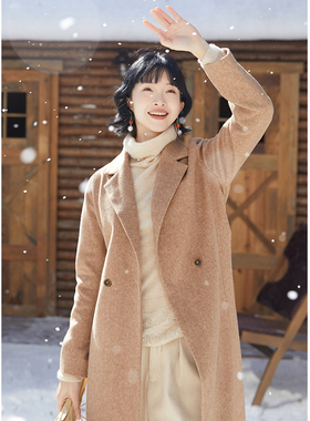 忘城A771座/沙漠吟游者/冬澳洲进口羊毛呢驼色长款单面呢大衣外套