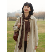 2024早春新品 忘城X 156座 咖色全亚麻文艺复古围巾女