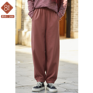 裤 忘城T633座 高针加密棉混纺毛绒绒布卫裤 秋冬新款 子女 玫瑰夜语