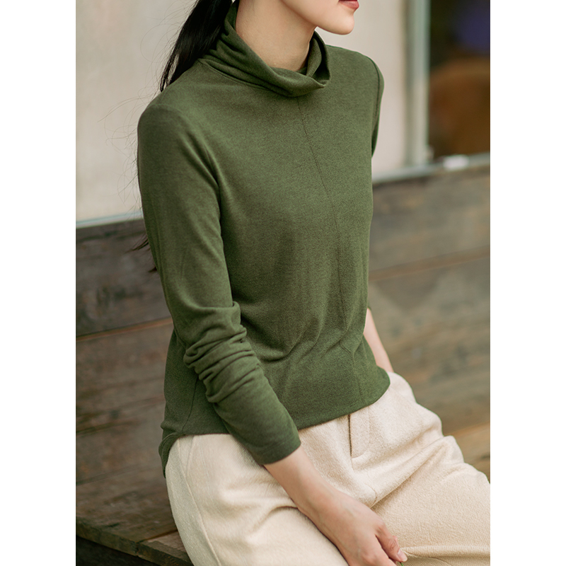 长袖文艺高领女柔软打底