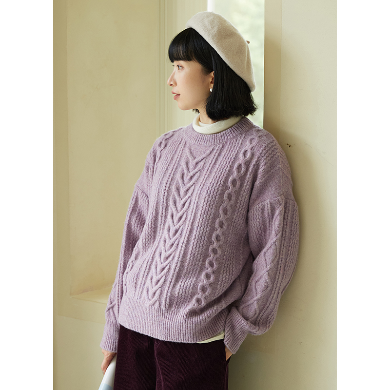 忘城圆领通勤羊毛混纺毛衣