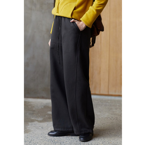 忘城A1170座/冬日三行诗/冬款加绒加厚保暖直筒宽松休闲卫裤长裤