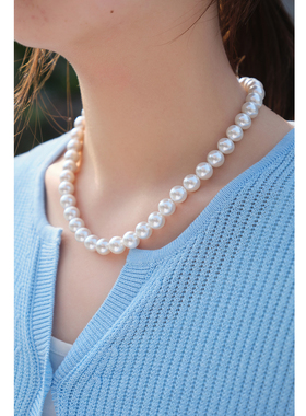 忘城正圆强光极白大珍珠项链10MM