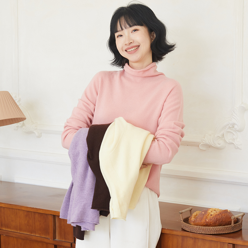 忘城羊毛高领套头多色针织衫