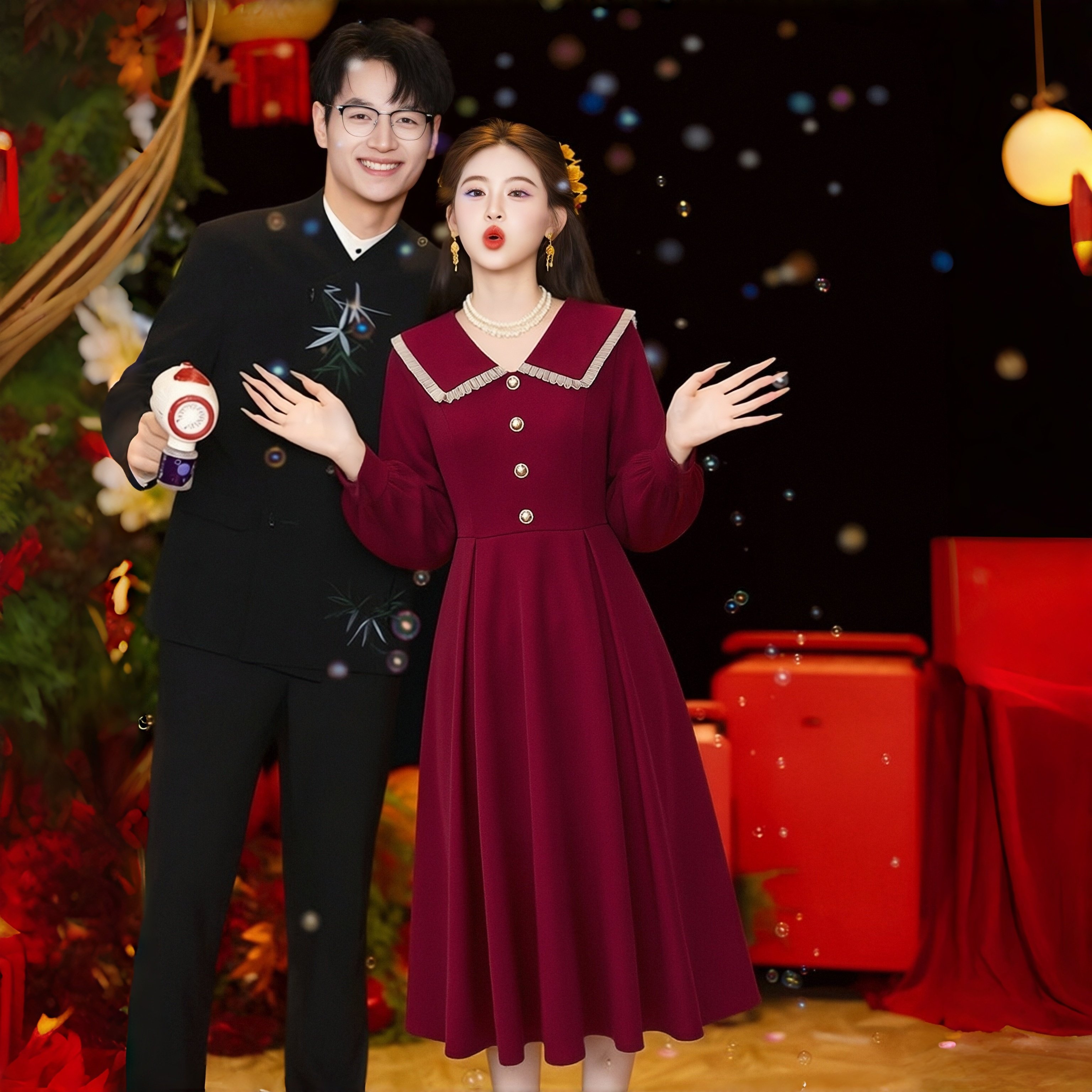 订婚礼服减龄娃娃领气质红色连衣裙平时可穿新娘敬酒服回门便装女,女装/女士精品,礼服/晚装,淘宝优惠券,粉丝福利购,淘宝优惠卷