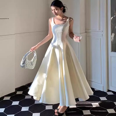法式温柔礼服长裙吊带连衣裙赫本