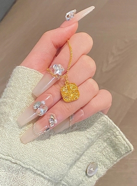 金包银爆闪小方糖吊坠古法花丝项链锁骨链时尚百搭送女友礼物