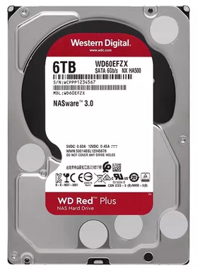 WD/西部数据 WD60EFPX红盘Plus6T 6TB SATA3网络储存NAS 硬盘