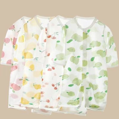 天丝婴儿连体衣夏季薄款睡衣家居服男女宝宝空调服长袖哈衣爬服