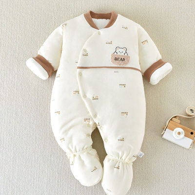 300克新生婴儿衣服春秋纯棉连体衣加厚宝宝哈衣爬服满月百天