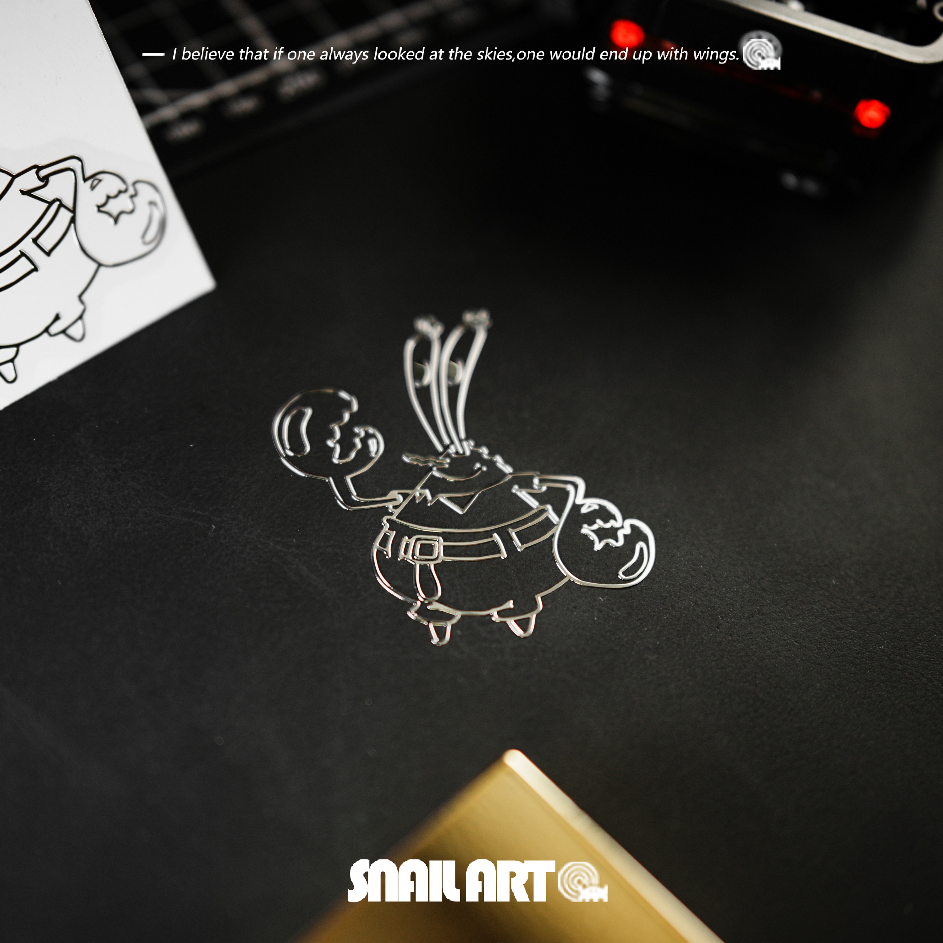 海绵宝宝蟹老板金属贴纸个性创意高级感笔记本电脑手机细节车贴饰