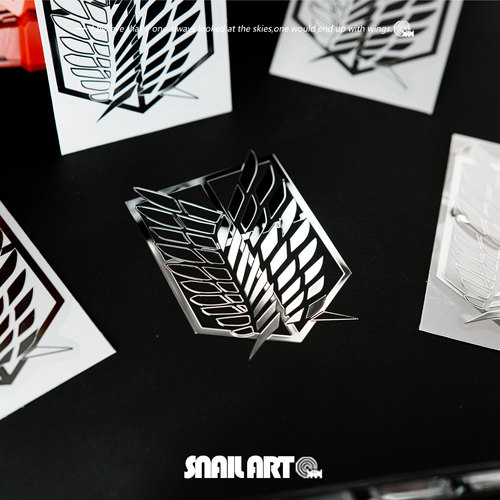 进击的巨人自由之翼金属贴纸个性创意高级感笔记本电脑手机车贴饰