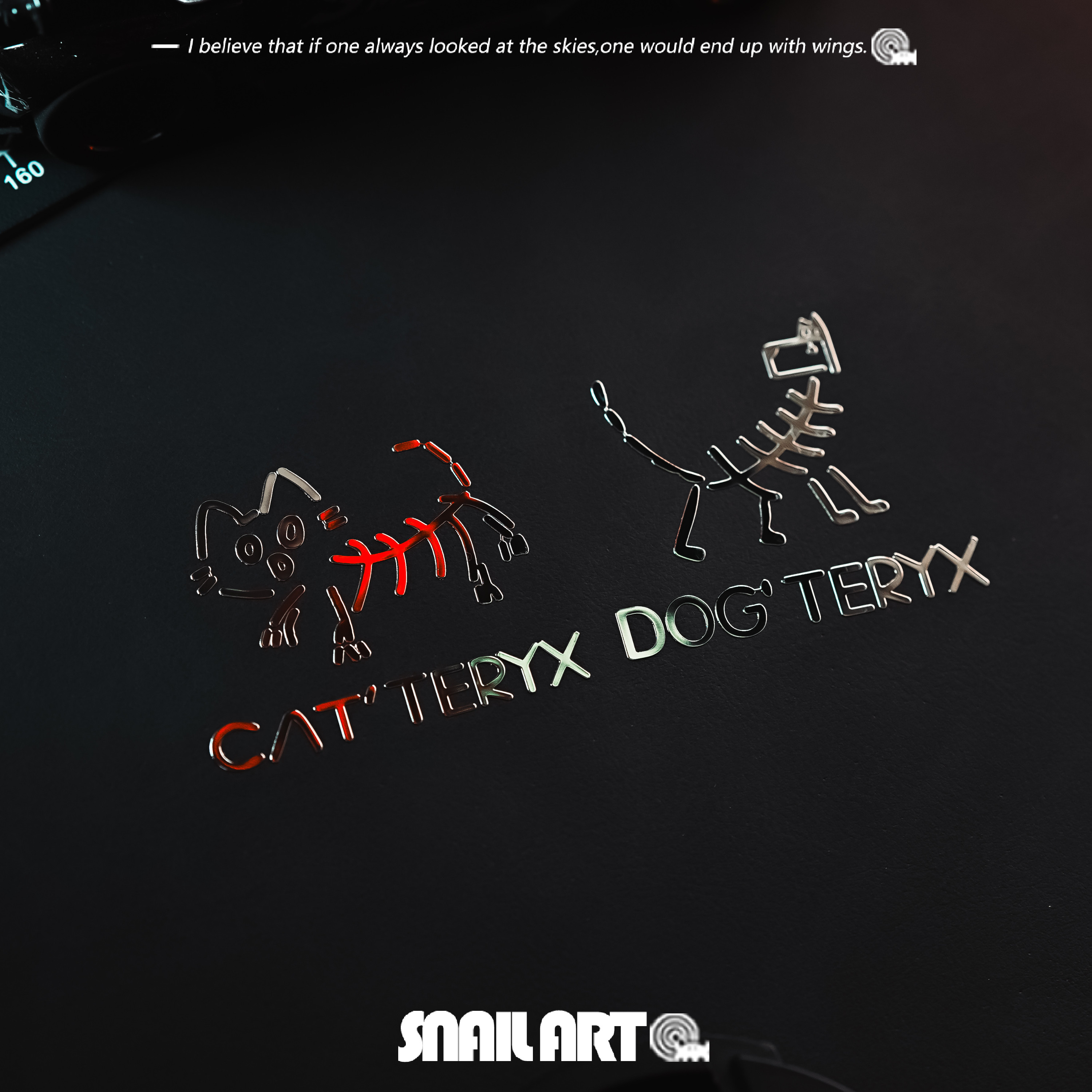 搞笑始祖猫狗个性创意金属贴纸高级感笔记本电脑手机刮痕遮挡贴饰