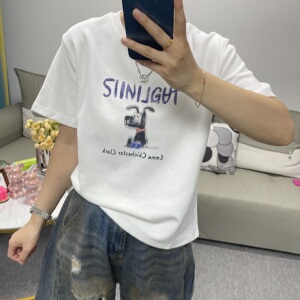 欧洲站早秋纯棉卡通印花女T恤