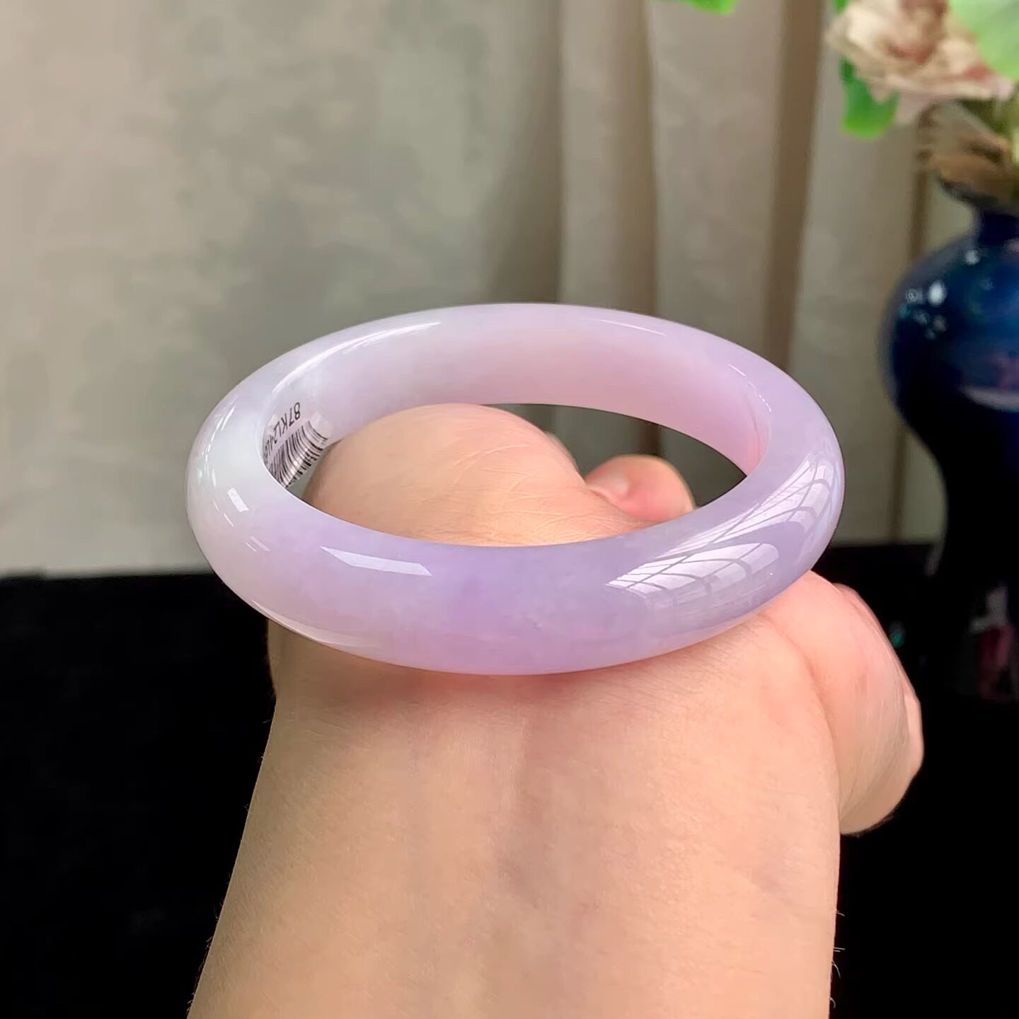 泗隆珠宝-缅甸天然A货翡翠手镯玉石玉器镯子 紫罗兰正圈手镯54圈