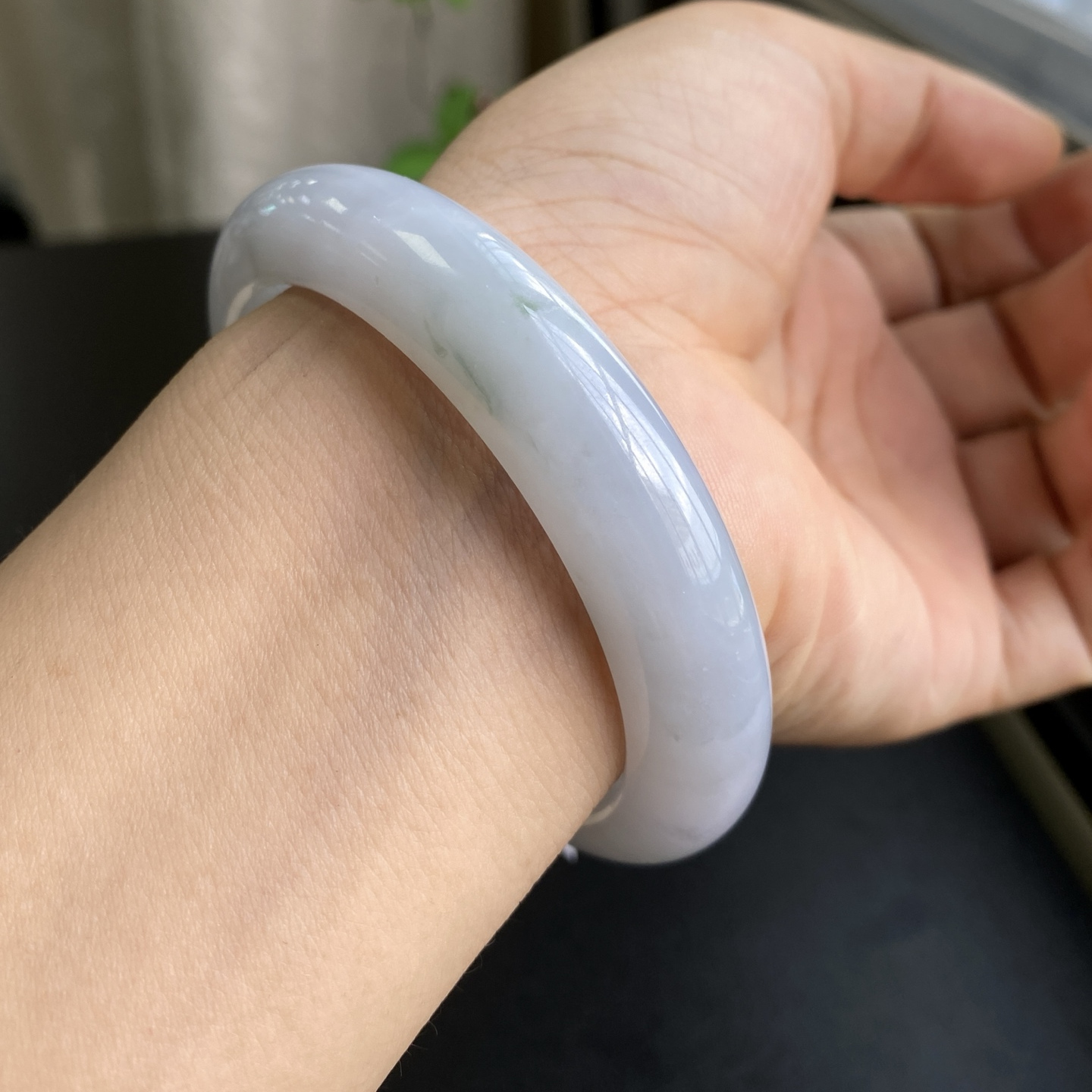 泗隆珠宝-缅甸天然A货翡翠手镯玉石玉器镯子 糯种飘花手镯57圈口