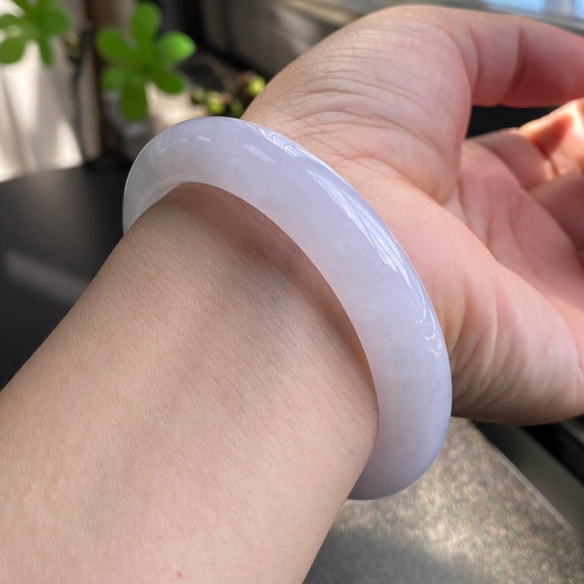 泗隆珠宝-天然A货洒金紫罗兰翡翠手镯玉镯子 缅甸玉石圆镯53圈口